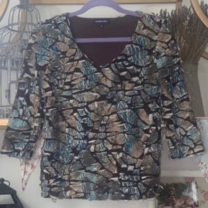 Tie Dye Burnout Brown/Teal Top Petite Y2K 90s